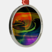 Alien Landscape Rainbow Abstract Metalen Ornament (Rechts)