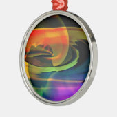 Alien Landscape Rainbow Abstract Metalen Ornament (Links)