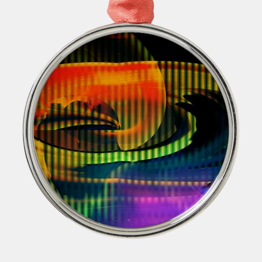 Alien Landscape Rainbow Abstract Metalen Ornament (Voorkant)