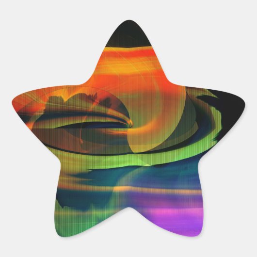 Alien Landscape Rainbow Abstract Ster Sticker (Voorkant)