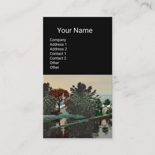 ALIEN LANDSCAPE,TREES LAGOON HYPERION Sci Fi Black Visitekaartje (Voorkant)