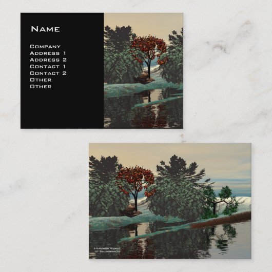 ALIEN LANDSCAPE,TREES LAGOON HYPERION Sci Fi Black Visitekaartje (Voorkant / Achterkant)