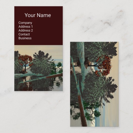 ALIEN LANDSCAPE,TREES LAGOON HYPERION Sci Fi Brown Visitekaartje (Voorkant / Achterkant)