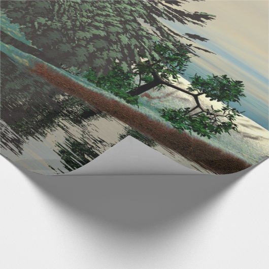 ALIEN LANDSCAPE,TREES,LAGOON HYPERION Sci Fi Cadeaupapier (Hoek)