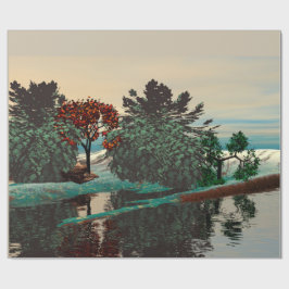 ALIEN LANDSCAPE,TREES,LAGOON HYPERION Sci Fi Cadeaupapier