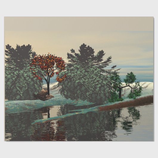 ALIEN LANDSCAPE,TREES,LAGOON HYPERION Sci Fi Cadeaupapier (Vlak)