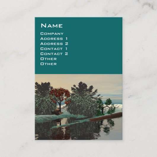 ALIEN LANDSCAPE,TREES LAGOON HYPERION Sci Fi Green Visitekaartje (Voorkant)