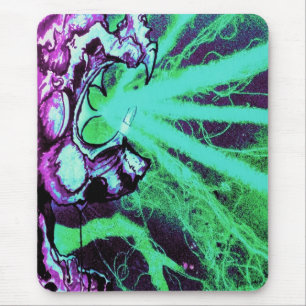 Alien Laser Eyes Kunst van Travis L Lagasse Flowst Muismat