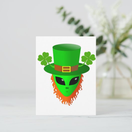 Alien Leprechaun Briefkaart (Staand voorkant)