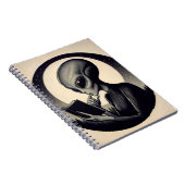 Alien lezen boek  kunst notitieboek (Rechterzijde)