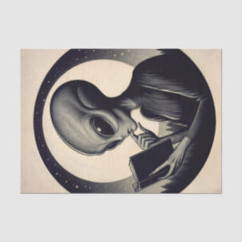 Alien lezen boek  kunst tissuepapier