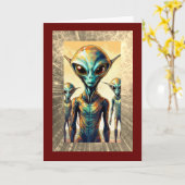 Alien Life op 60, 5 "x 7" Gevouwen Verjaardag Kaar Kaart (Gele Bloem)