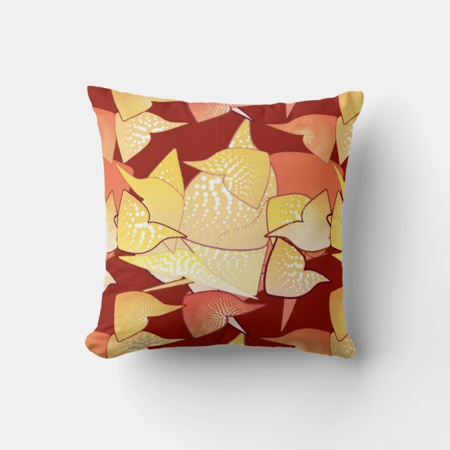 "Alien Lilies" Abstract - Rust en goud Kussen (Voorkant)