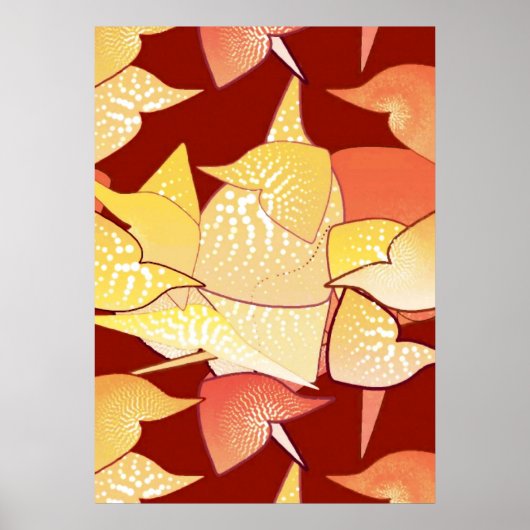 "Alien Lilies" Abstract - Rust en goud Poster (Voorkant)