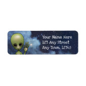 Alien Little Green Man Sci Fi sterrenstelsel Etiket (Voorkant)