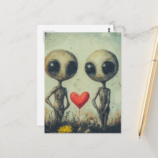 Alien Love Briefkaart (Voorkant / Achterkant in situ)
