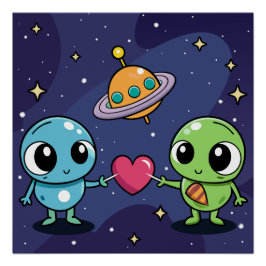 Alien Love Buddies Perfect Poster