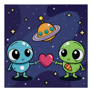 Alien Love Buddies Perfect Poster