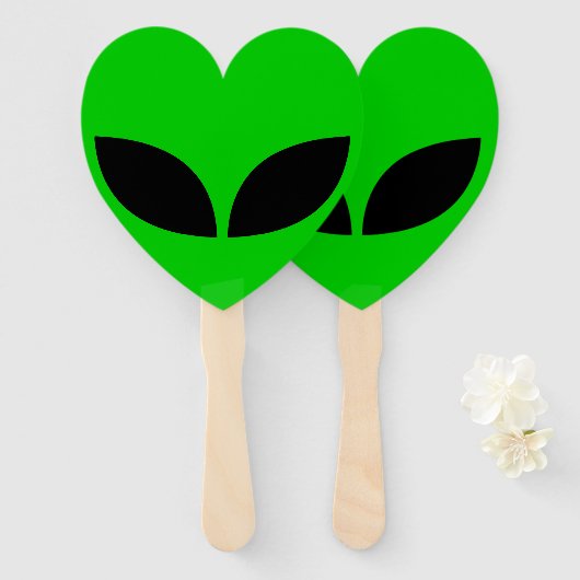 Alien Love Heart Paper Onderzetter Handwaaier (Voorkant en achterkant)