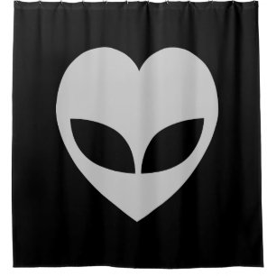 Alien Love Heart Shower Curtain Douchegordijn