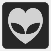 Alien Love Heart Square Sticker (Voorkant)