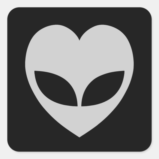 Alien Love Heart Square Sticker (Voorkant)