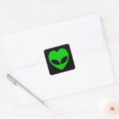 Alien Love Heart Vierkante Sticker (Envelop)