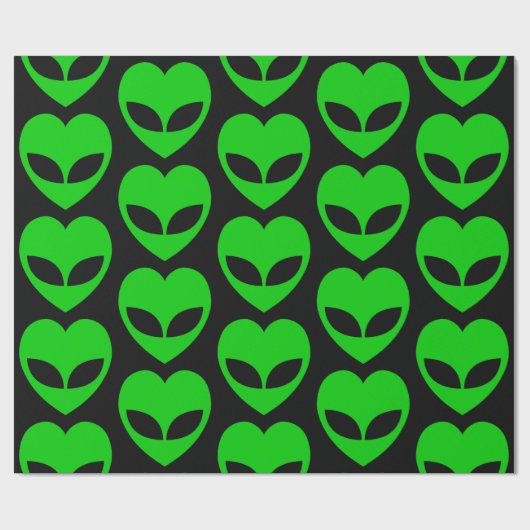Alien Love Heart Wrapping Paper Cadeaupapier (Vlak)