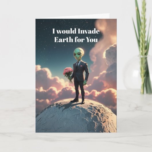 Alien Love Sci-Fi – “I Will Invade Earth Feestdagen Kaart (Voorkant)
