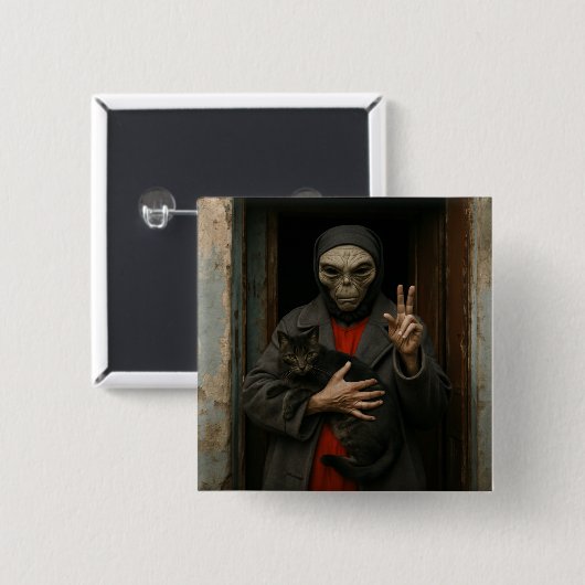 Alien Love Vierkante Button 5,1 Cm (Voorkant /achterkant)