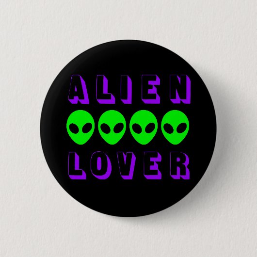 Alien Lover in donker Paars en Sci Fi groen Ronde Button 5,7 Cm (Voorkant)