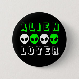 Alien Lover in helder groen en wit Ronde Button 5,7 Cm