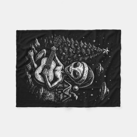 Alien Loves Christmas  Fleece Deken (Voorkant (Horizontaal))