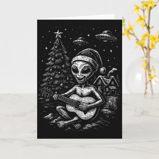 Alien Loves Christmas  Kaart (Gele Bloem)