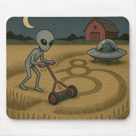 Alien maakt graancirkels leuk Science Fiction Art Muismat (Voorkant)