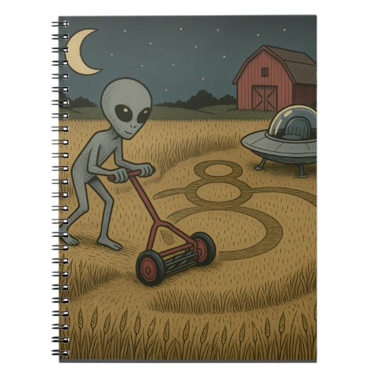 Alien maakt graancirkels leuk Science Fiction Art Notitieboek (Voorkant)