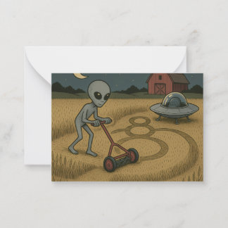 Alien maakt graancirkels leuk Science Fiction Art Notitiekaartje