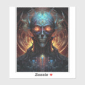 Alien Man Sci-Fi-kunst met glans Sticker (Vel)