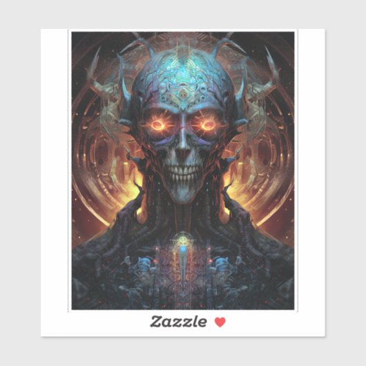 Alien Man Sci-Fi-kunst met glans Sticker (Vel)