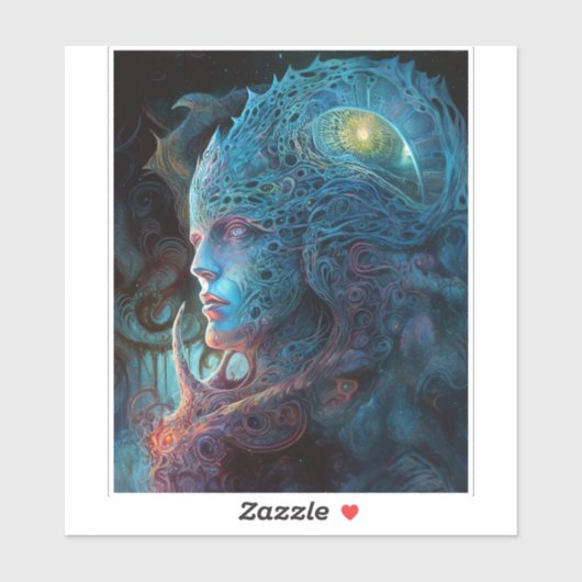 Alien Man Surreal Sci-Fi Art Sticker (Vel)