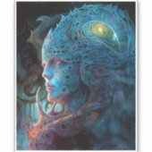 Alien Man Surreal Sci-Fi Art Sticker (Voorkant)