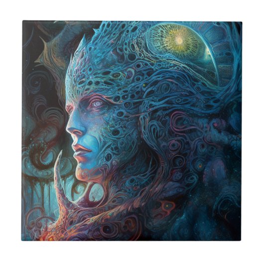 Alien Man Surreal Sci-Fi Art Tegeltje (Voorkant)