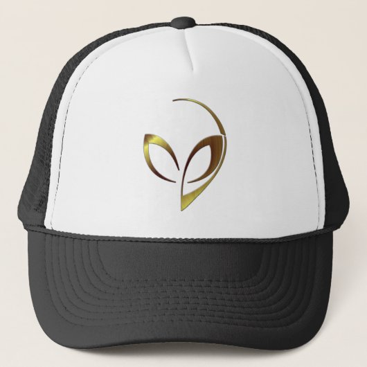 Alien Mascot in "Gold Swirls" Trucker Pet (Voorkant)