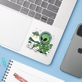 Alien Melancholy Sticker (Laptop met iPhone)
