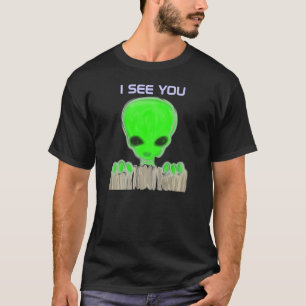 Alien met 3 ogen (voor en achter) t-shirt