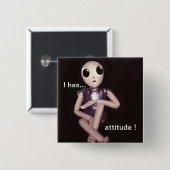 Alien met Attitude Vierkante Button 5,1 Cm (Voorkant /achterkant)