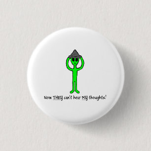 Alien met een blik pet knop/lapelpen ronde button 3,2 cm