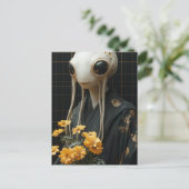 Alien met gele bloemen briefkaart (Staand voorkant)