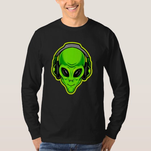 Alien met hoofdtelefoon bent u klaar t-shirt (Voorkant)