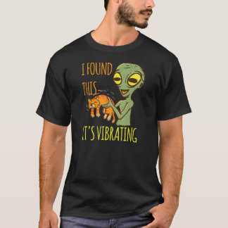Alien met kat-trilling Spon dat ik deze vibrati vo T-shirt
